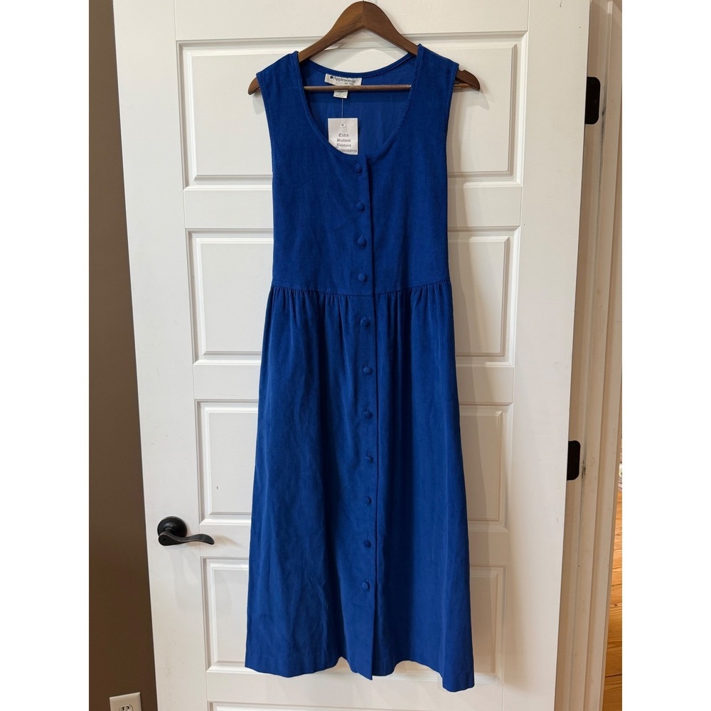 Appleseed's Royal Blue Corduroy Button Front Maxi Dress Large Cottagecore - Picture 2 of 11